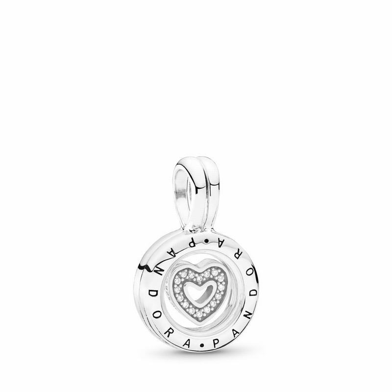 Pandora Floating Locket Charm Ireland - Sterling Silver/Glass/Cubic Zirconia - 068391BED